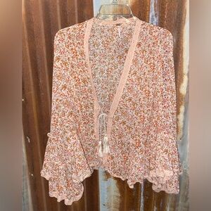Free People Pink Floral Boho Blouse
